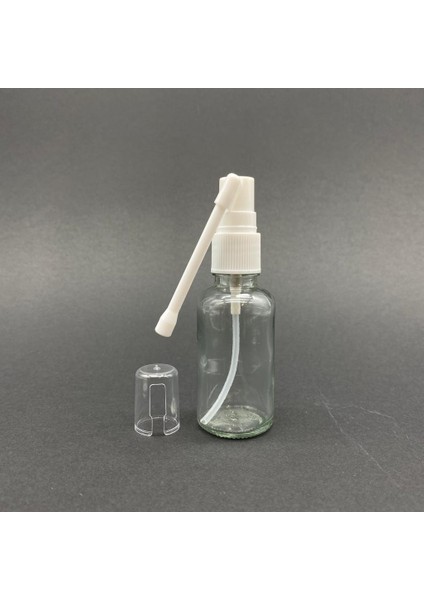 30 ml Şeffaf Cam Şişe, Ağız Spreyli Şişe, 12 Adet, Oral Sprey, Ecza Şişesi, Boş Cam Şişe