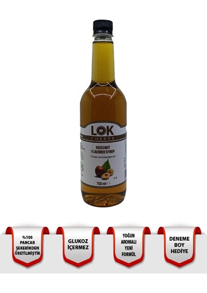 % 100 Şeker Fındık Aromalı Kahve & Kokteyl Şurubu 750 ml