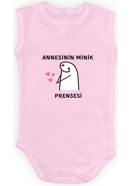 Annesinin Minik Prensesi Kalpli Baskılı Bebek Body Zıbın Çıtçıtlı Badi