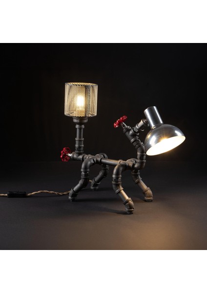 Vintage Retro Endüstriyel Tarzda Metal Masa Lambası - Modern ve Rustik Masa Üstü Aydınlatma - 13
