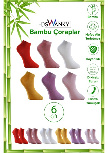 Bambu Kadın Dikişsiz Kısa Spor Çorap Premium 6'lı Paket indirimleri