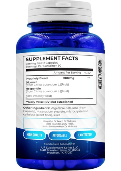 Diosmin Hesperidin 1000mg – 180 Capsules – 90 Day Supply.usa modelleri
