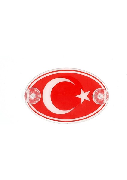 Etiketçilere Özel Oval Türk Bayrağı Cam Süsü Pleksi Vantuzlu Arma (552066677)