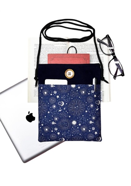 Askılı - Kitap / Tablet / Ebook Çantası – Çıkarılabilir Askı ( Celestial , Ay , Güneş , Astroloji )