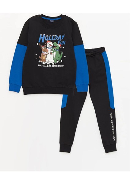 Lcw Kids Bisiklet Yaka Yılbaşı Temalı Uzun Kollu Erkek Çocuk Sweatshirt ve Eşofman ALTI_8684134158848_4-5 Yaş