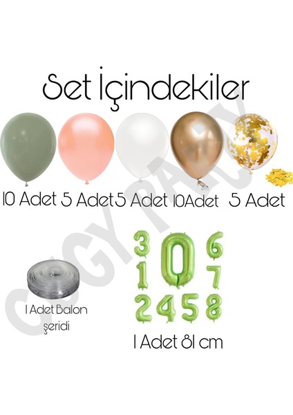 Yeşil & Gold Erkek Doğum Günü Seti 1-9 Yaş Seçenekli Parti Seti