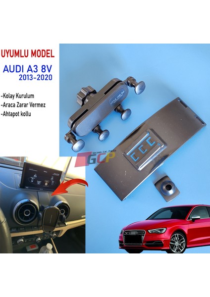 Audı A3 8V Telefon Tutucu - A3 8V Özel Aparatlı Telefon Tutucu