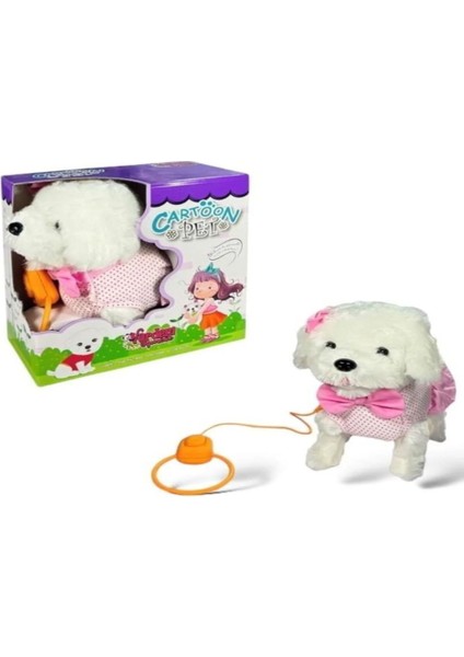 Pelüş FT-B025 Tasmalı Yürüyen Pembe Fiyonklu Köpek +24M