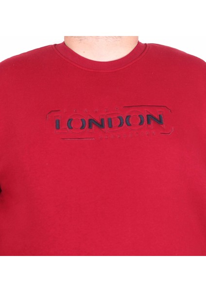 Erkek Büyük Beden Sıfır Yaka 3ip Sweat London 24208 Bordo fiyatları
