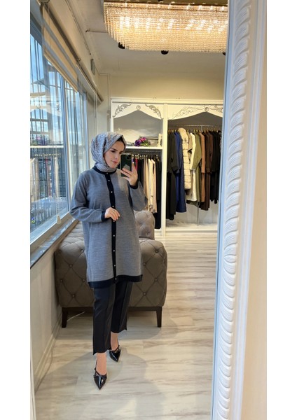 7068 Yün Karışımlı Antrasit-Siyah Hırka