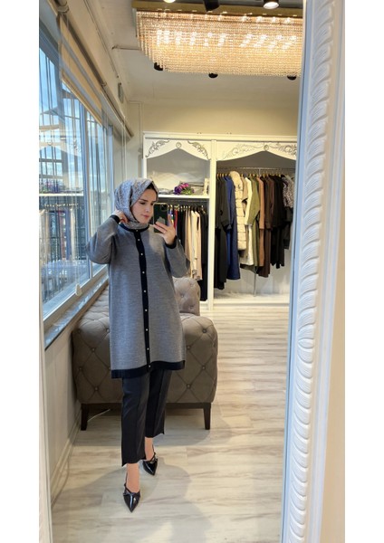 7068 Yün Karışımlı Antrasit-Siyah Hırka