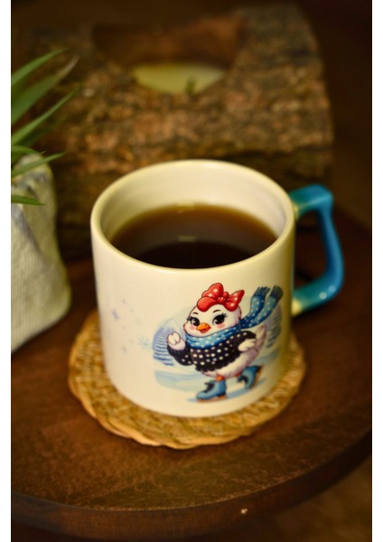 Hediye Yılbaşı Merry Christmas Temalı Kanarya Seramik Kupa Bardak 225 ml