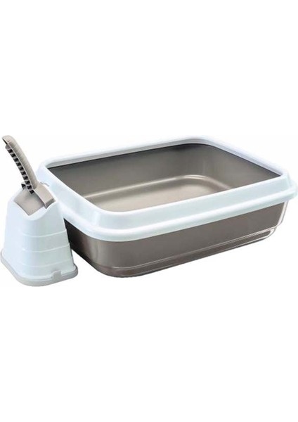 Duo Kürekli Açık Kedi Tuvaleti Gri 50x40x15 Cm