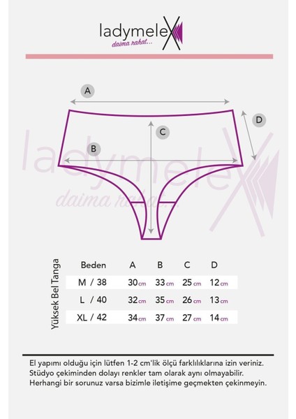 Kadın Tanga, 5'li Paket, Yüksek Bel Tanga, Siyah Tanga, %100 Rahat Kumaş