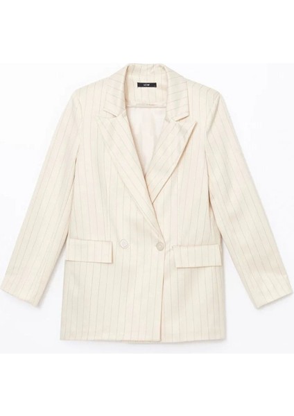 Bej Çizgili Kadın Blazer CEKET_8684681918988_XL