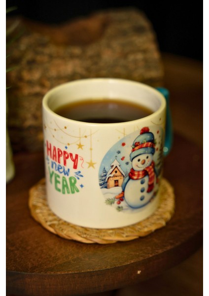 Hediye Yılbaşı Merry Christmas Temalı Kardan Adam Seramik Kupa Bardak 225 ml