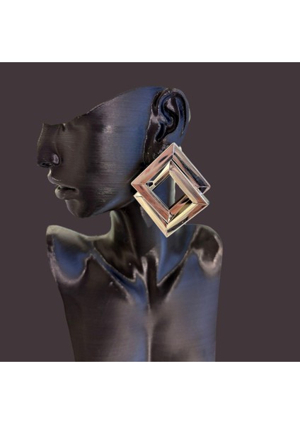 Kadın Silver Eşkenar Dörtgen Suya Dayanıklı Çelik Küpe modelleri