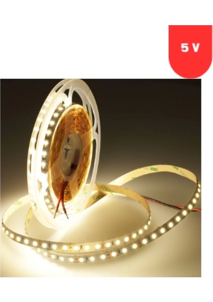 5 Volt 5 mm 2835 Smd 3000 K Günışığı Iç Mekan 120 Ledli 5 Metre Şerit LED