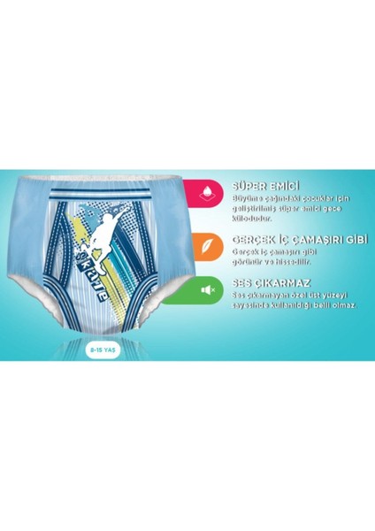 Drynites Erkek Emici Gece Külodu 8-13 Yaş 30-48 kg 9lu