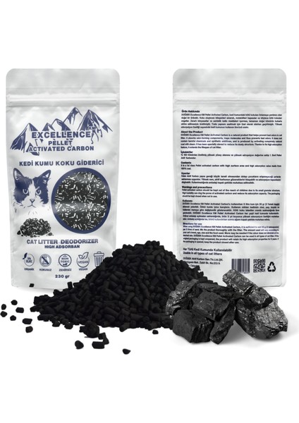 Kedi Kumu Koku Giderici Excellence Km Pellet Activated Carbon 230 gr Kömür Bazlı Pelet Aktif Karbon