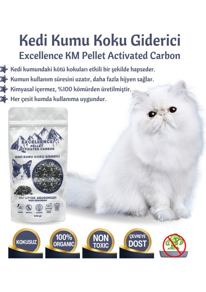 Kedi Kumu Koku Giderici Excellence Km Pellet Activated Carbon 230 gr Kömür Bazlı Pelet Aktif Karbon