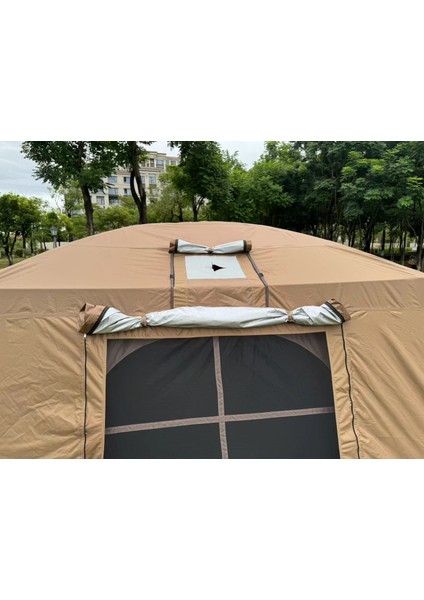 Çift Katmanlı Zirve Tasarımlı Dört Mevsim Çadırı, 16.3 Metrekare, Dış Ölçüler: 430*380*220 Cm.