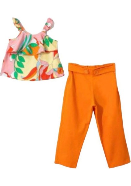 Keten Pantolonlu Orange Kız Çocuk Takımı 6-9 Yaş 241319