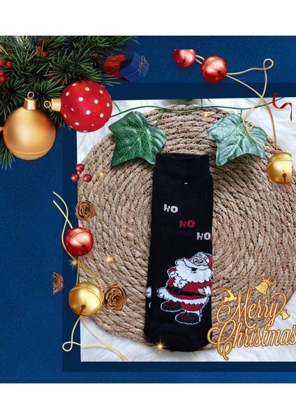 Minilkabebe Yılbaşı Desen Havlu Yarım Soket Çorap 3 Lü 36-40 Numara