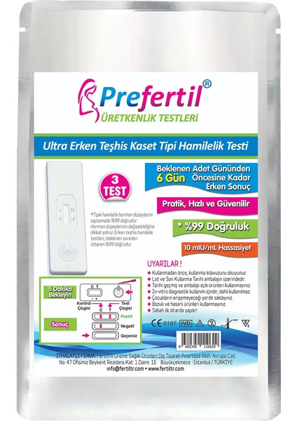 Ultra Erken Hamilelik Kaset Test - [ 1 Paket = 3 Test ]