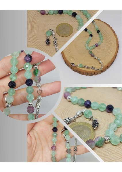 Florit Taşı Üst Segment Faset Kesim 33LÜK Tesbih 8mm (42570)