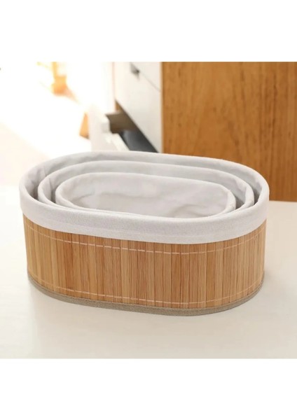 Doğal Bambu Organizer Kutusu - Ahşap Ekmeklik ve Çok Amaçlı Saklama Sepeti, 3'lü Set fiyatları