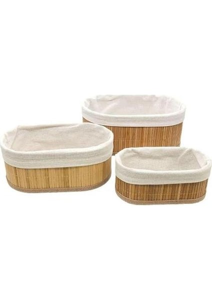 Doğal Bambu Organizer Kutusu - Ahşap Ekmeklik ve Çok Amaçlı Saklama Sepeti, 3'lü Set fırsatları