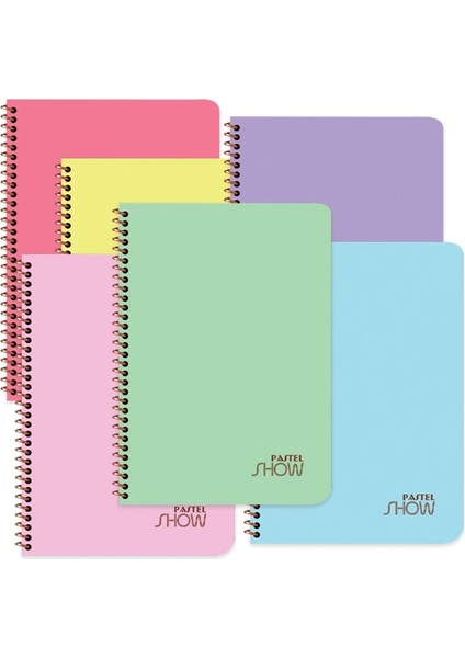 Pastel Show Pp Kapak Spiralli Defter A4 72 Yp. Çizgili - 6'lı Paket