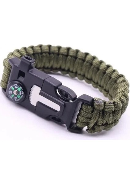 Paracord Bileklik Survivor Bushcraft Kamp Outdoor Düdük Pusula Çakmaktaşı
