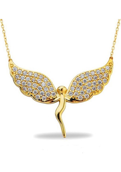 Kanatlı Melek 14K Altın Kaplama Kolye