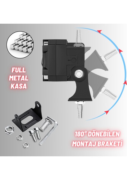 Motosiklet Scooter Sis Farı 3 Mod Delici Işık Beyaz Sarı Metal Kasa 12V/24V LED IŞIK 2 ADET