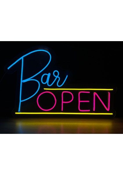 Neon LED Tabela Dekoratif Aydınlatma -Open Bar, 55X35CM-