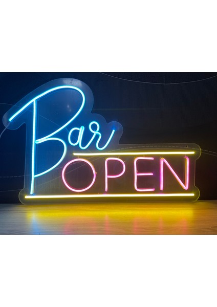 Neon LED Tabela Dekoratif Aydınlatma -Open Bar, 55X35CM-