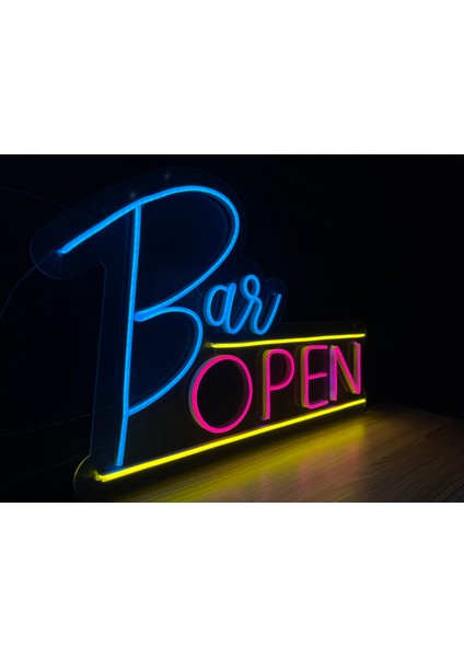 Neon LED Tabela Dekoratif Aydınlatma -Open Bar, 55X35CM-