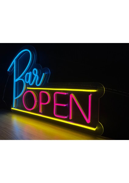 Neon LED Tabela Dekoratif Aydınlatma -Open Bar, 55X35CM-