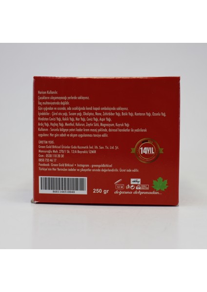 Geliştirilmiş Formül Massage Cream Sırt Bel Spor Masaj Kremi 250 Gram Aşırı Etkili fiyatları