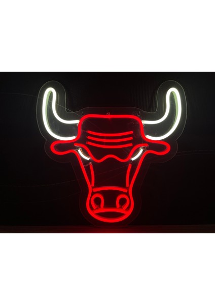 Neon LED Duvar Dekoratif Aydınlatma -Boğa, 30X28CM-
