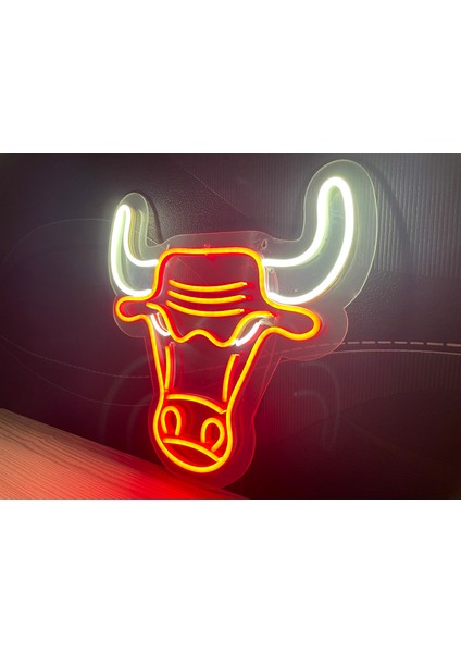 Neon LED Duvar Dekoratif Aydınlatma -Boğa, 30X28CM- modelleri