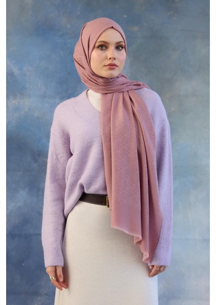 Logo Desen Pamuk Jakar Şal Pembe 8008-17