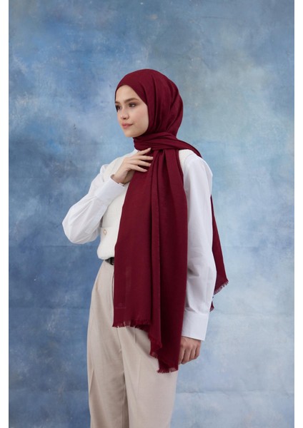Kaz Ayağı Desen Pamuk Jakar Şal Bordo 8011-02 fiyatları