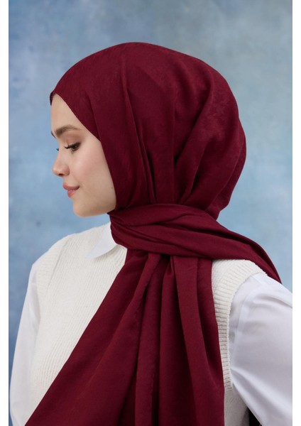 Kaz Ayağı Desen Pamuk Jakar Şal Bordo 8011-02 modelleri