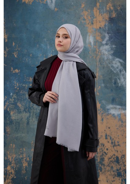 Kare Desen Pamuk Jakar Şal Gri 8012-09