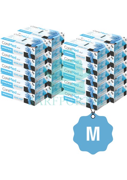 Mavi Nitril Muayene Eldiveni Pudrasız 1 Koli 20 Paket - Medium