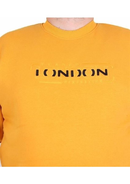 Erkek Büyük Beden Sıfır Yaka 3ip Sweat London 24208 Hardal modelleri