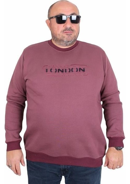 Erkek Büyük Beden Sıfır Yaka 3ip Sweat London 24208 Eflatun